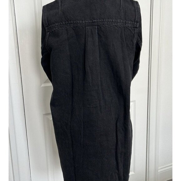 Madewell $128 Womens Patch Pocket Long Sleeve Black Denim Mini Shirtdress Size S - Picture 4 of 14